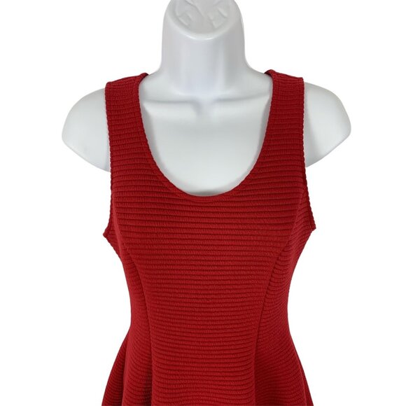 Dina Be Womens Red Sleeveless Textured Fit & Flare Dress Size XS - Picture 2 of 11